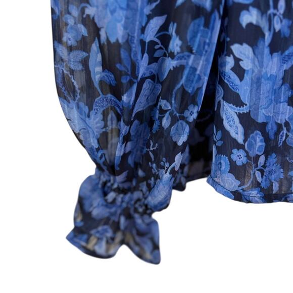 NWOT French Connection Cynthia Floral Keyhole Top in Midnight Blue – Sz 4 - Picture 5 of 7